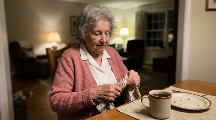 Older woman at the dinner table